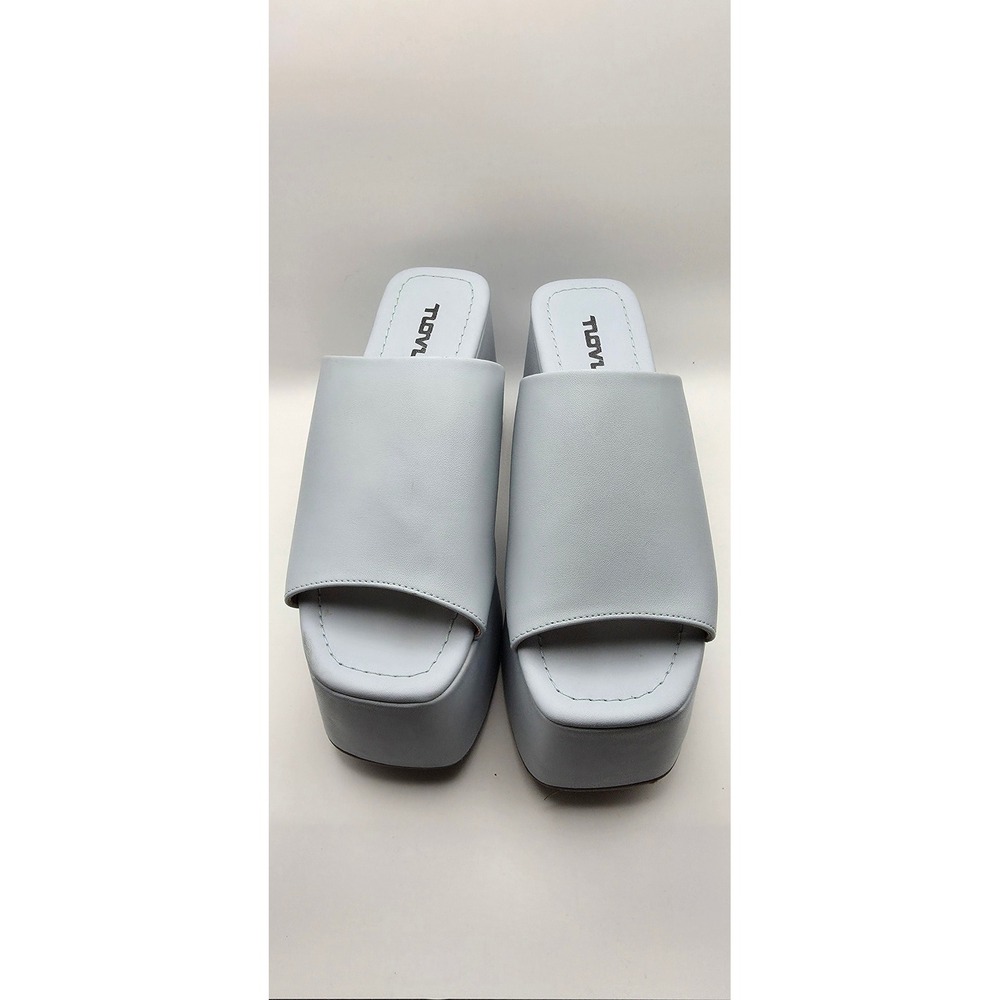 Novus Women Light Blue Platform Wedge Sandals Y2K Chunky Mule Heels Size 6